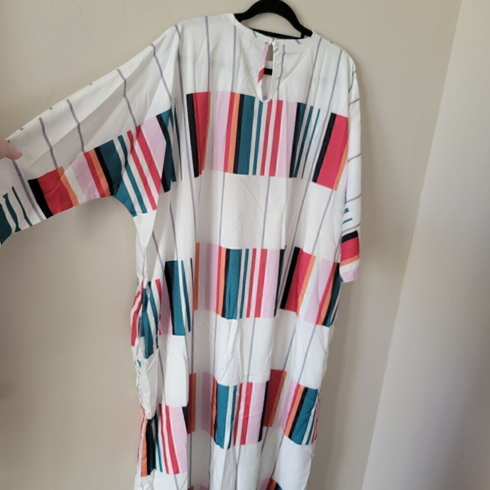 New Fashion Baggy Maxi Dress Cover up Stripe XL - Picture 7 of 8